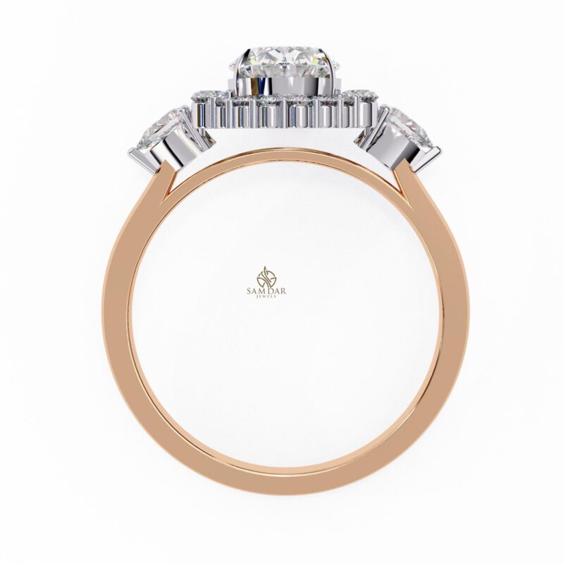 1.2ct Oval Lab Grown Diamond Engagement Ring, 14k Solid Gold Certified Lab Made Diamond Ring for Women, Solitaire Wedding Ring, Halo Trio - Image 9