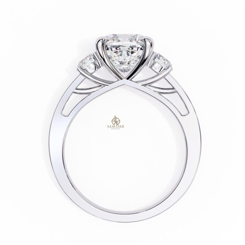 Cushion Moissanite Engagement Ring, Three Stone Ring, Wedding Anniversary Rings, 3ct Moissanite Bridal Ring, Diamond Alternative Solitaire - Image 4