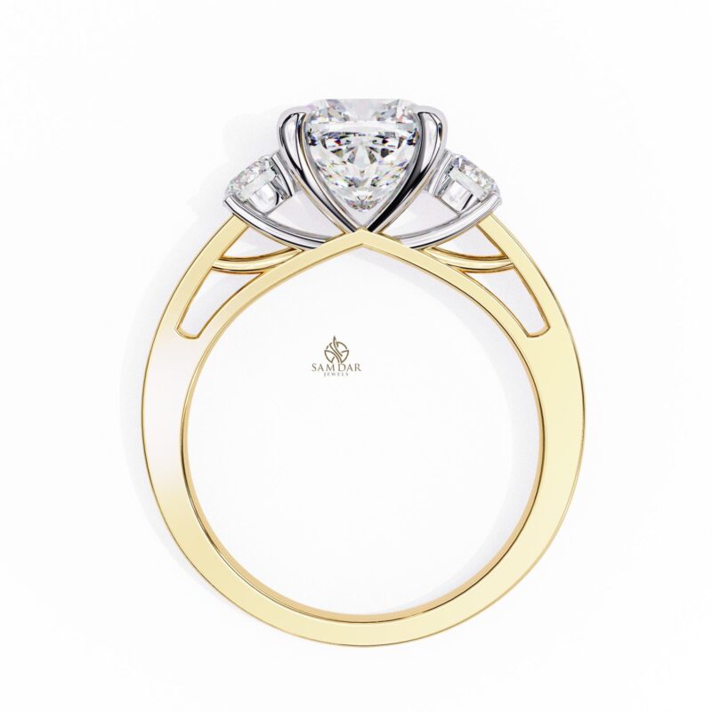 Cushion Moissanite Engagement Ring, Three Stone Ring, Wedding Anniversary Rings, 3ct Moissanite Bridal Ring, Diamond Alternative Solitaire - Image 5