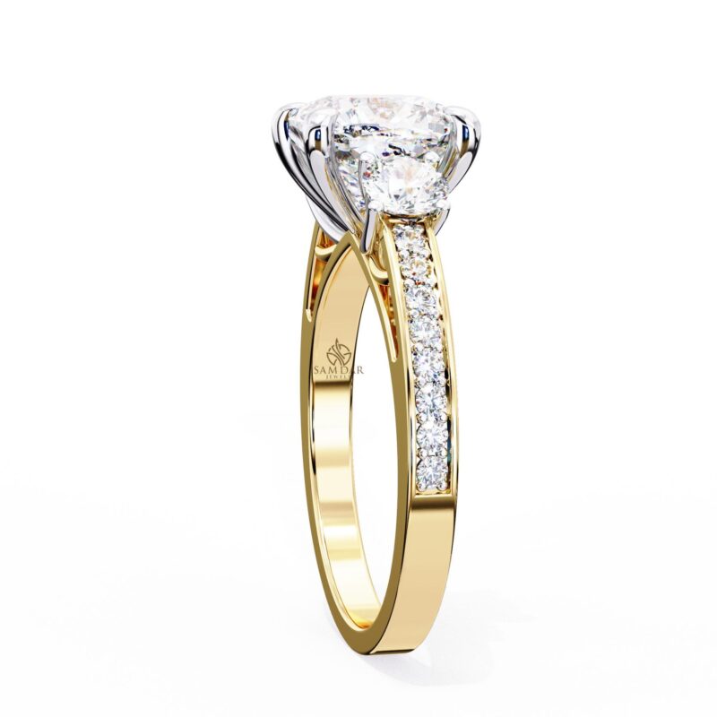 Cushion Moissanite Engagement Ring, Three Stone Ring, Wedding Anniversary Rings, 3ct Moissanite Bridal Ring, Diamond Alternative Solitaire - Image 9