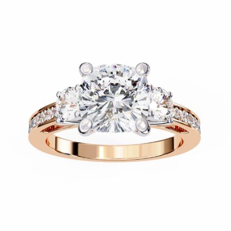 Cushion Moissanite Engagement Ring, Three Stone Ring, Wedding Anniversary Rings, 3ct Moissanite Bridal Ring, Diamond Alternative Solitaire