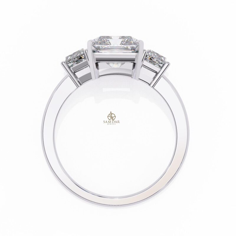 Radiant Moissanite Engagement Ring, Three Stone Ring, Wedding Anniversary Rings, 3ct Moissanite Bridal Ring, Diamond Alternative Solitaire - Image 5