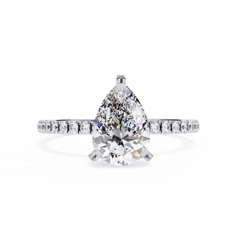 Pear Cut Moissanite Ring, Hidden Halo Ring, Wedding Anniversary, 1.2ct Moissanite Bridal Ring, Engagement Gold Ring For Women, Tear Drop - Image 5