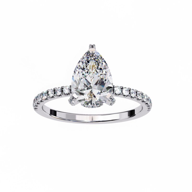 Pear Cut Moissanite Ring, Hidden Halo Ring, Wedding Anniversary, 1.2ct Moissanite Bridal Ring, Engagement Gold Ring For Women, Tear Drop - Image 3
