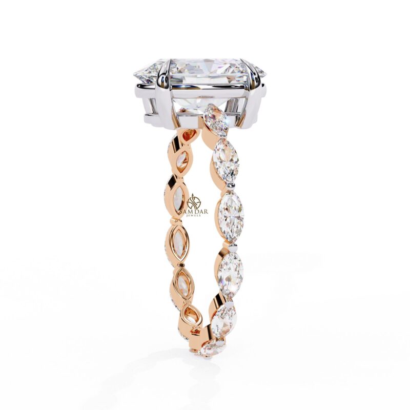 Oval Cut Moissanite Engagement Ring, 2.5ct Moissanite Solitaire Ring, Marquise Distance Pave Wedding Minimalist Bridal Statement Unique Ring