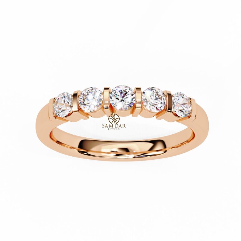 Round Moissanite Wedding Band, 3mm Moissanites Engagement Ring, Women Stacking Ring, Anniversary Promise Ring, Half Eternity Bridal Ring - Image 2