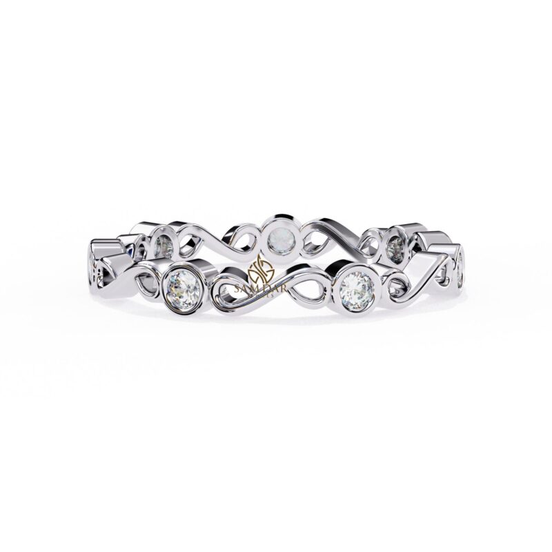Vintage Filigree Wedding Bands Women Unique Milgrain Full Eternity Band Bridal Art Deco Anniversary Band White Gold Moissanite Band Ring - Image 5