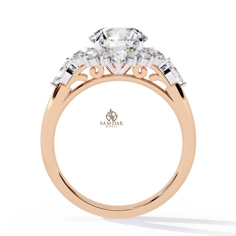 Moissanite Floral Halo Engagement Ring, Flower Halo Wedding Ring, Anniversary Ring, Promise Ring For Her, Bridal Ring, Cluster Crown Ring - Image 5