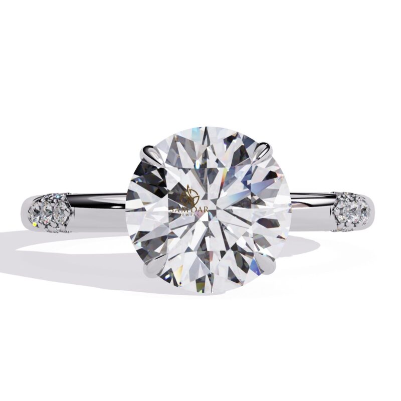 Vintage Hidden Halo Moissanite Ring, Solitaire Engagement Ring, Anniversary Ring, Promise Ring For Her, Bridal Ring, Pave Band Ring, Unique - Image 4