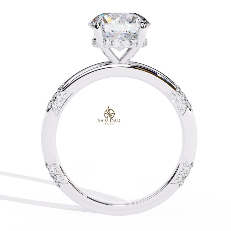 Vintage Hidden Halo Moissanite Ring, Solitaire Engagement Ring, Anniversary Ring, Promise Ring For Her, Bridal Ring, Pave Band Ring, Unique - Image 7