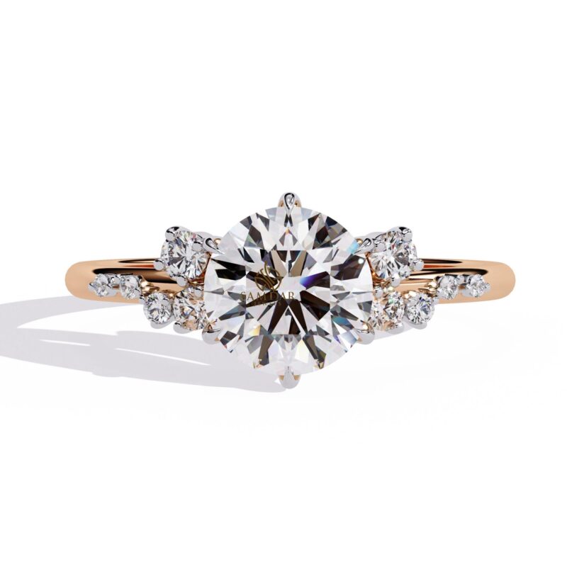 6 Prong Moissanite Engagement Ring Solitaire Ring Bridal Cluster Set Pave Wedding Minimalist Ring Statement Ring Gold Promise Ring for Women