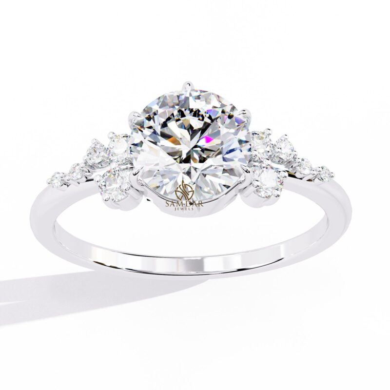 6 Prong Moissanite Engagement Ring Solitaire Ring Bridal Cluster Set Pave Wedding Minimalist Ring Statement Ring Gold Promise Ring for Women - Image 8