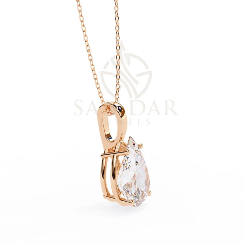 Pear Cut Moissanite Pendant Necklace Solitaire Moissanite Prong Set Jewelry Anniversary Gift Birthday Gift for Her Round 18" Link Chain - Image 8