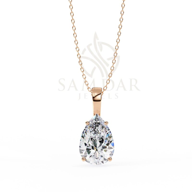 Pear Cut Moissanite Pendant Necklace Solitaire Moissanite Prong Set Jewelry Anniversary Gift Birthday Gift for Her Round 18" Link Chain - Image 4