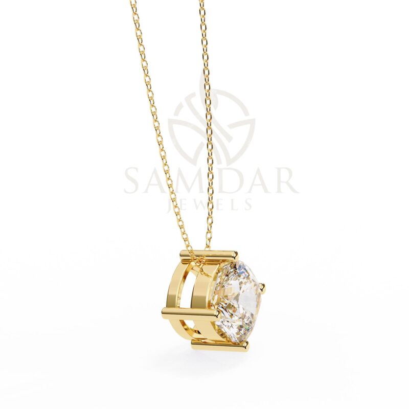 Cushion Cut Moissanite Pendant Necklace Solitaire Moissanite Tilted Set Jewelry Anniversary Gift Birthday Gift for Her 18" Link Chain - Image 5