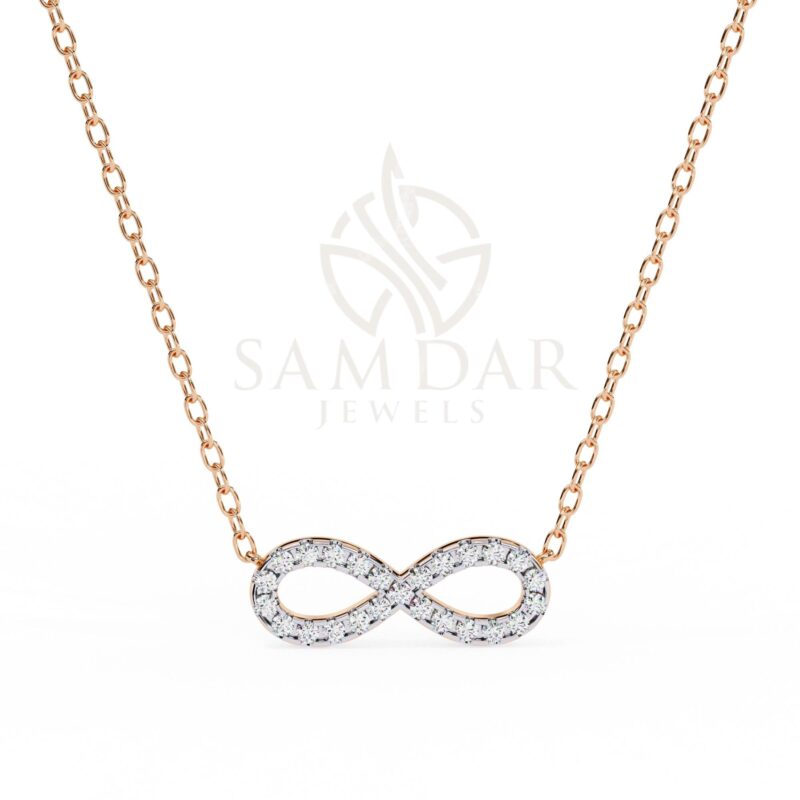 Moissanite Infinity Pendant Necklace with 18" Link Chain Minimalist Wedding Anniversary Gift For Her Eternity Infinity Symbol Pendant Women