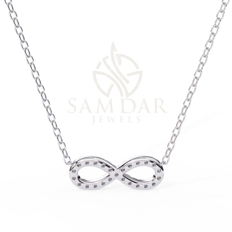 Moissanite Infinity Pendant Necklace with 18" Link Chain Minimalist Wedding Anniversary Gift For Her Eternity Infinity Symbol Pendant Women - Image 9