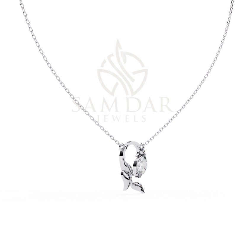 Leaf Shape Pendant Necklace with 18" Link Chain Marquise Moissanite Minimalist Wedding Anniversary Gift For Her Love Symbol Pendant Women - Image 3