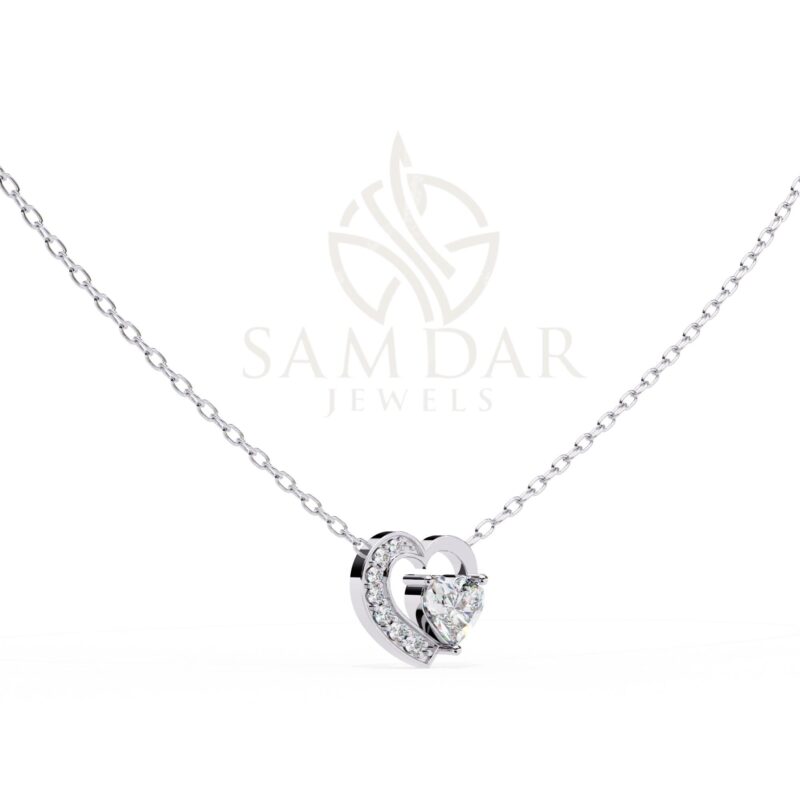 Moissanite Heart Pendant Necklace with 18" Link Chain Heart Moissanite Minimalist Wedding Anniversary Gift For Her Love Symbol Pendant Women - Image 9