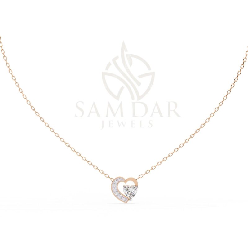Moissanite Heart Pendant Necklace with 18" Link Chain Heart Moissanite Minimalist Wedding Anniversary Gift For Her Love Symbol Pendant Women