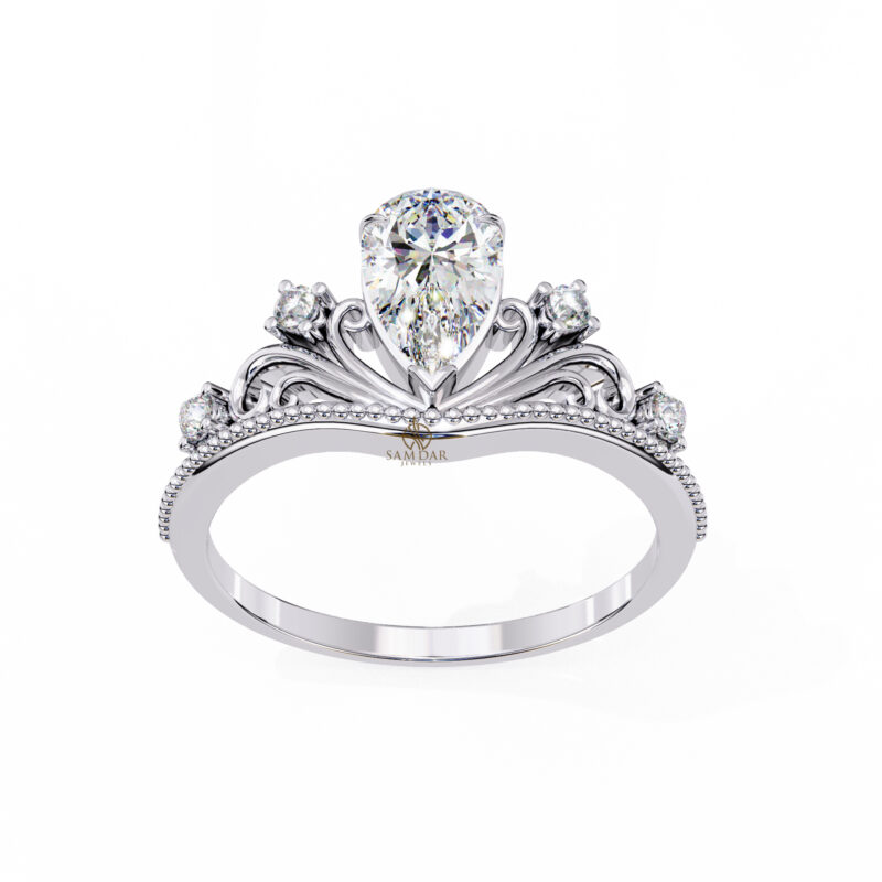 Pear Moissanite Engagement Ring For Women - Image 8