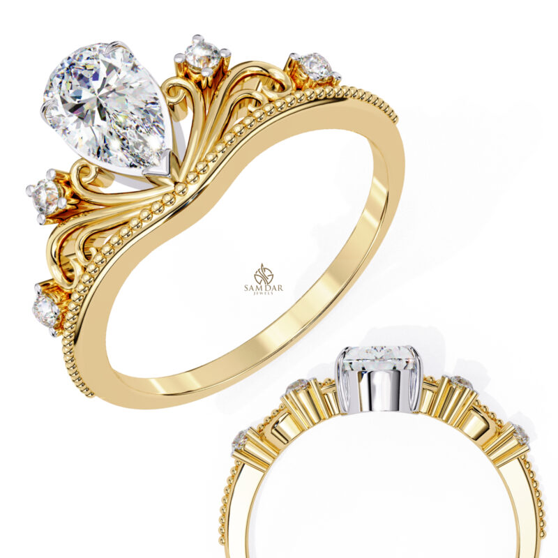 Pear Moissanite Engagement Ring For Women - Image 11