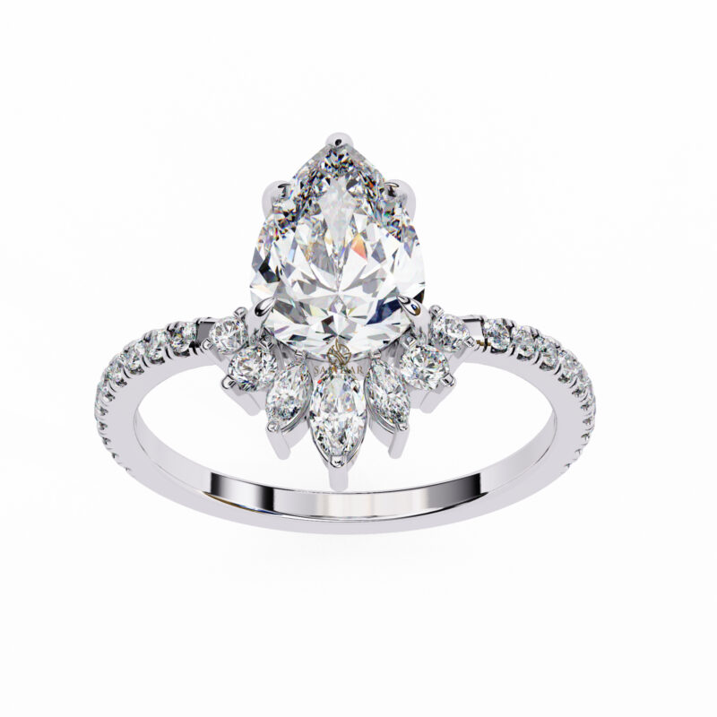 Pear Moissanite Engagement Ring For Women - Image 8
