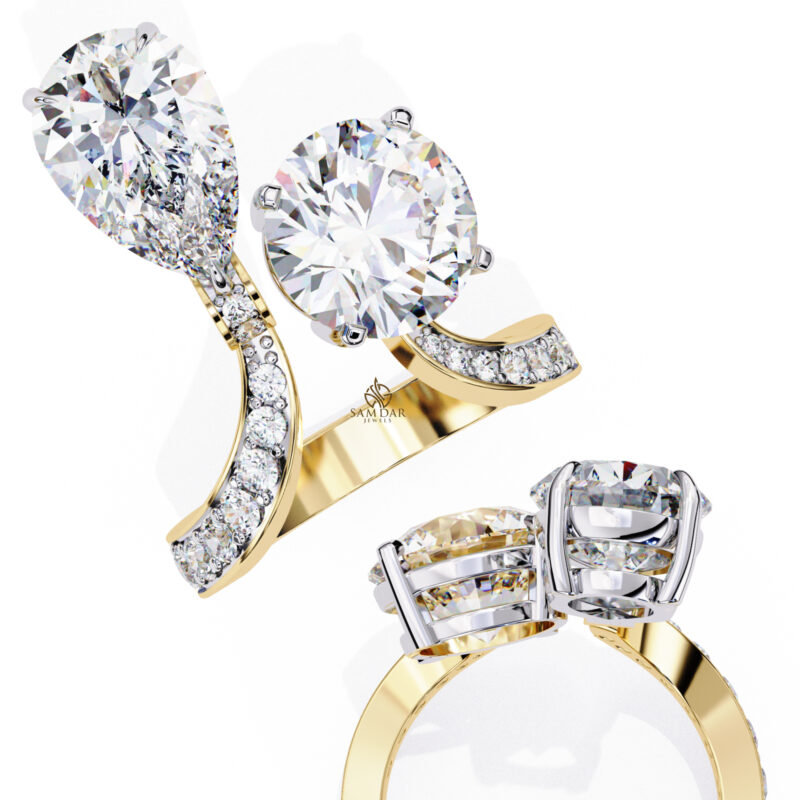 Pear, Round Moissanite Engagement Ring For Women - Image 2