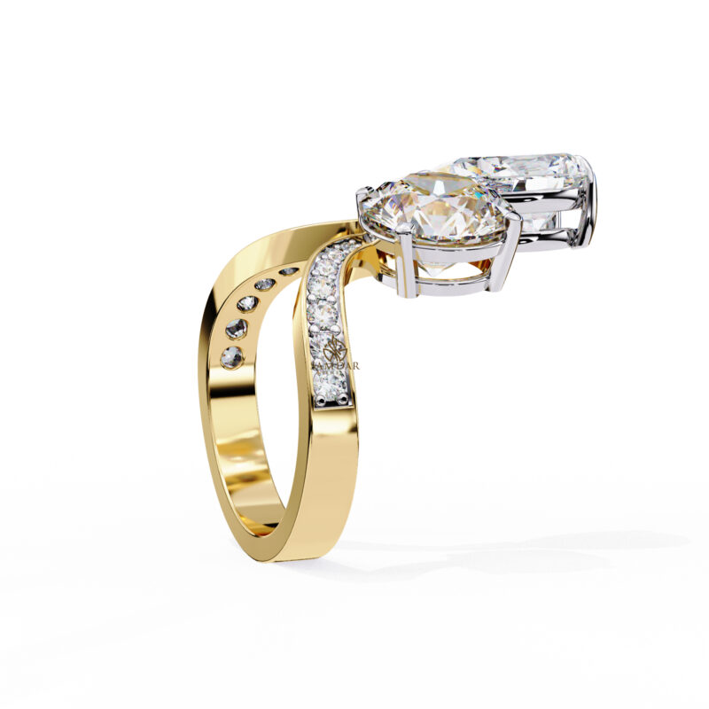 Pear, Round Moissanite Engagement Ring For Women - Image 7