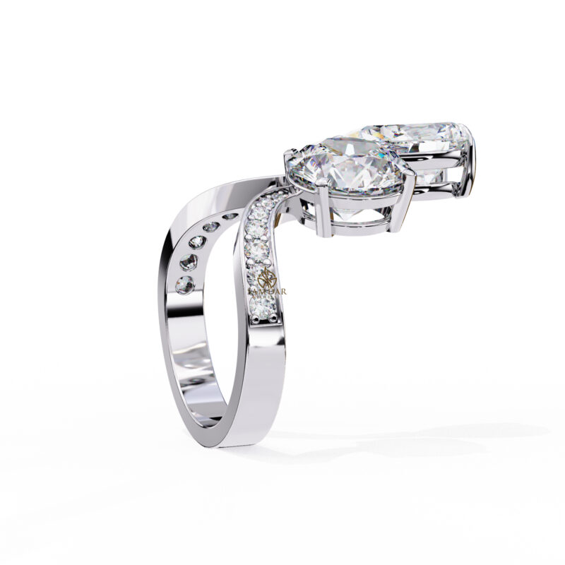 Pear, Round Moissanite Engagement Ring For Women - Image 8