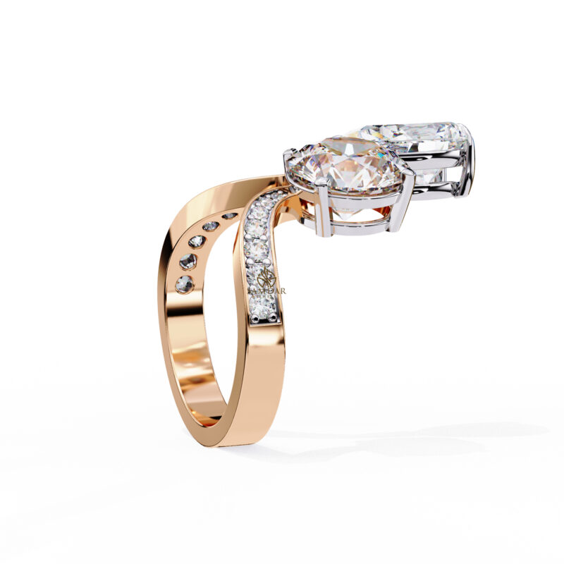 Pear, Round Moissanite Engagement Ring For Women - Image 9