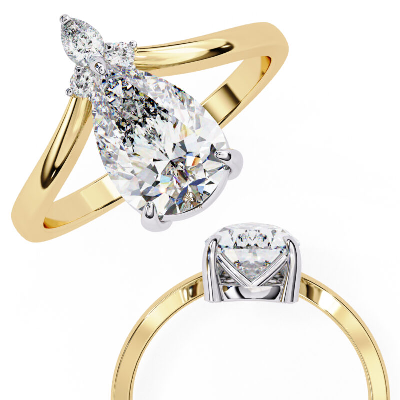 Pear Moissanite Engagement Ring For Women - Image 9