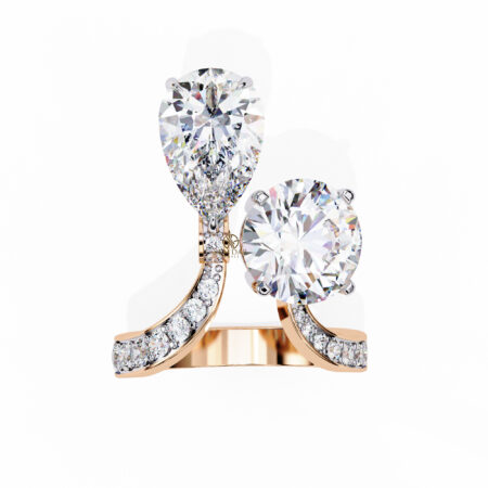 Pear, Round Moissanite Engagement Ring For Women