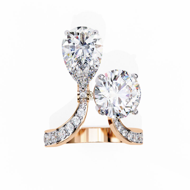 Pear, Round Moissanite Engagement Ring For Women