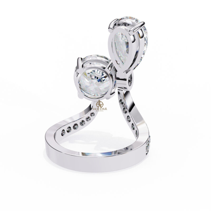 Pear, Round Moissanite Engagement Ring For Women - Image 5
