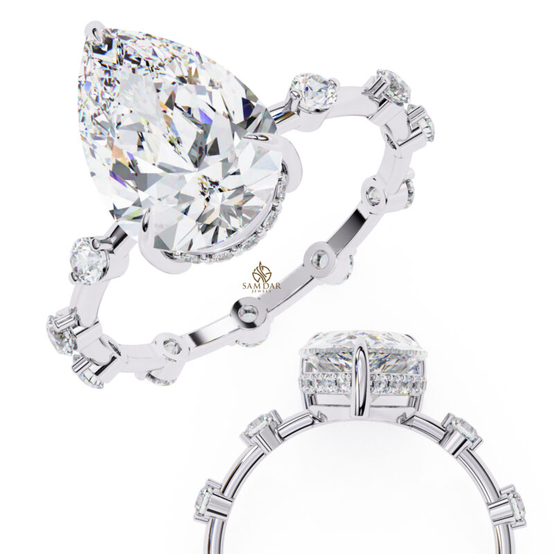 Pear Moissanite Engagement Ring For Women - Image 2