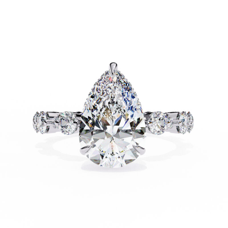 Pear Moissanite Engagement Ring For Women - Image 4