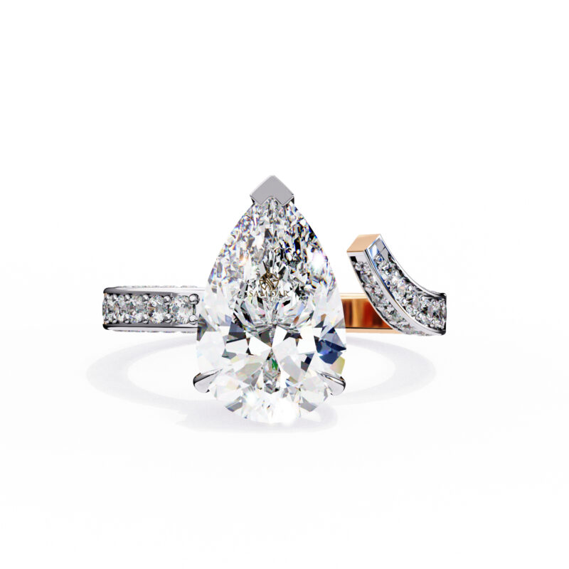 Pear Moissanite Engagement Ring For Women - Image 3