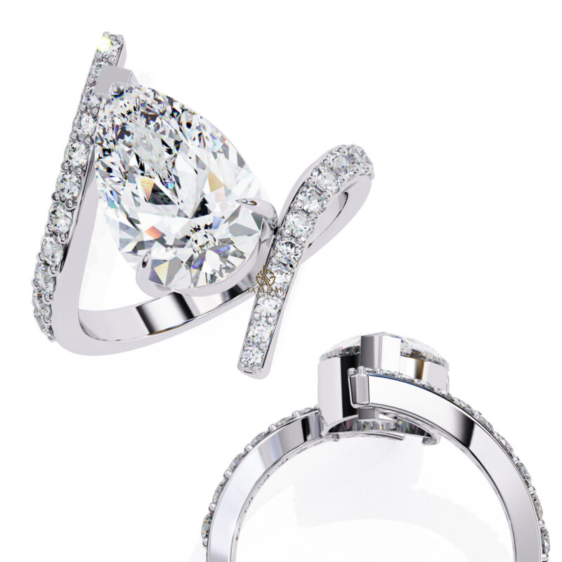 Pear Moissanite Engagement Ring For Women - Image 2