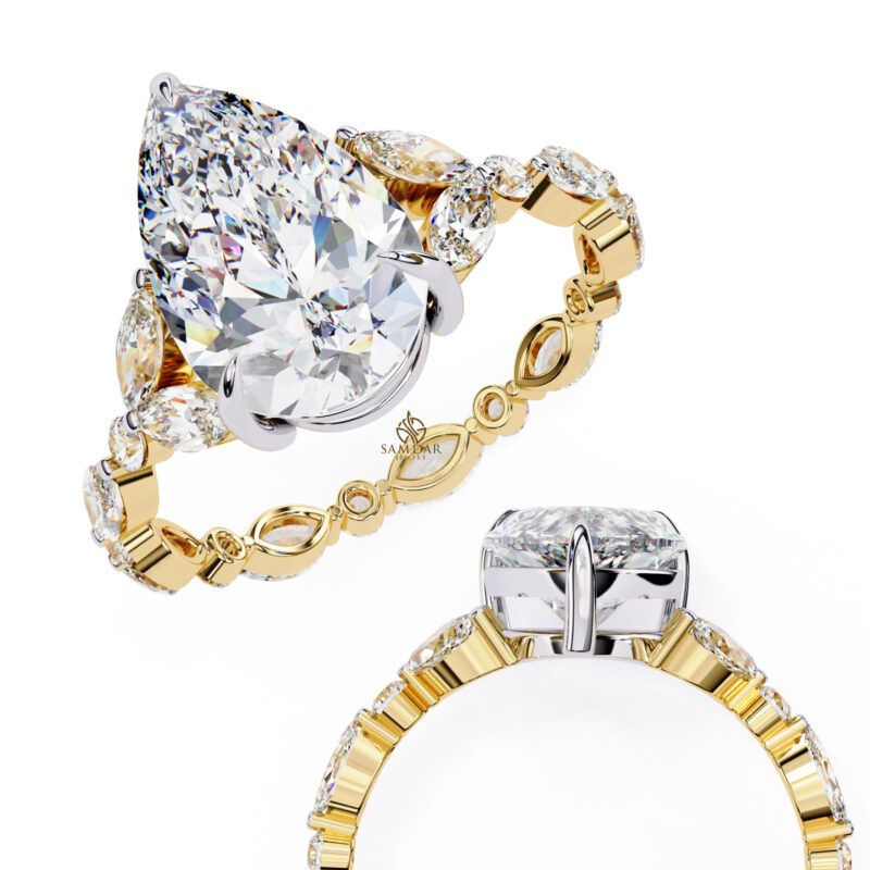 Pear Moissanite Engagement Ring For Women - Image 2