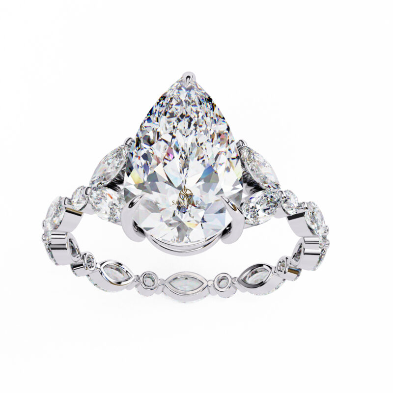 Pear Moissanite Engagement Ring For Women - Image 10