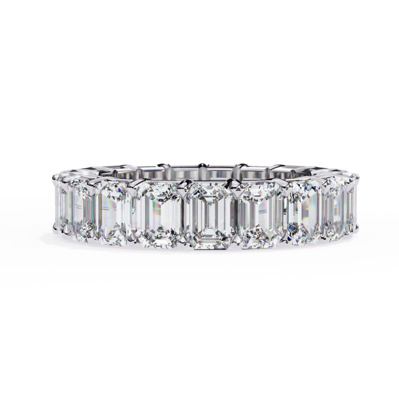 Emerald Cut Moissanite Wedding Band For Women - Image 3