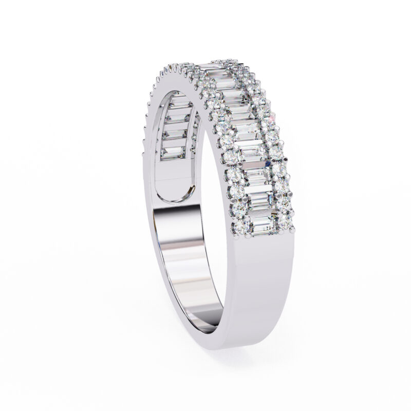 Round & Baguette Straight Moissanite Wedding Band For Women - Image 6
