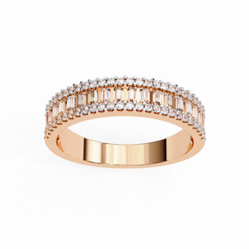 Round & Baguette Straight Moissanite Wedding Band For Women - Image 8
