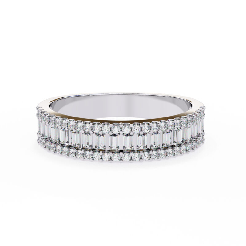 Round & Baguette Straight Moissanite Wedding Band For Women - Image 2