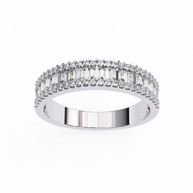 Round & Baguette Straight Moissanite Wedding Band For Women - Image 9