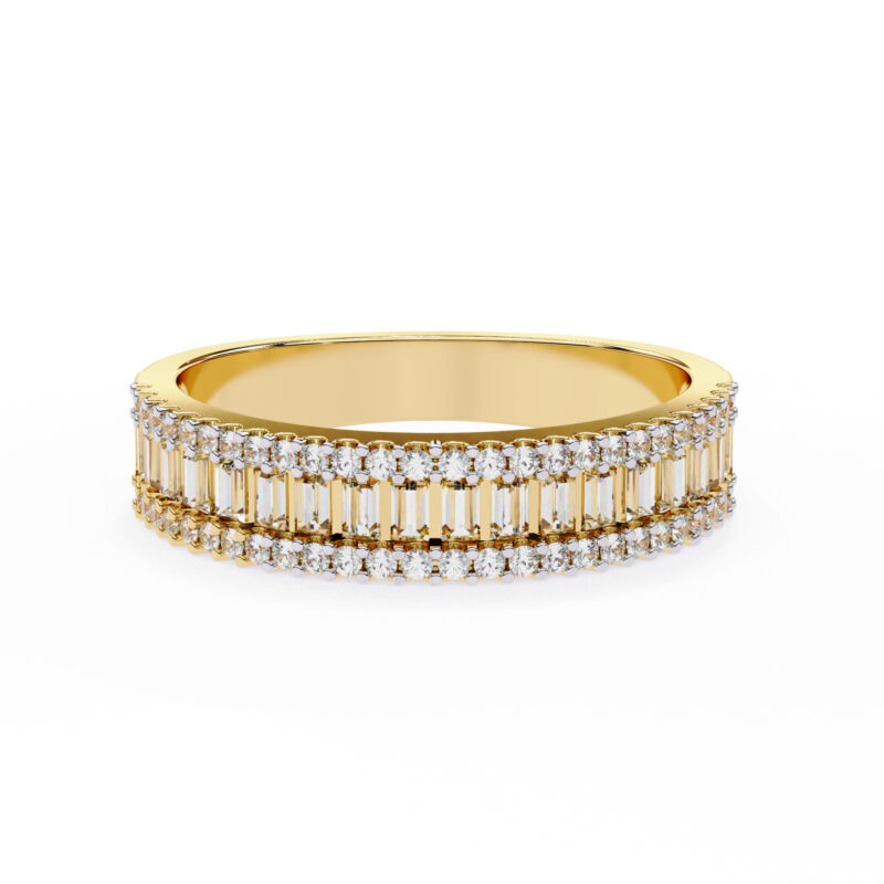 Round & Baguette Straight Moissanite Wedding Band For Women - Image 3